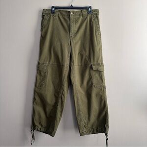 Old Navy High-Waisted Balloon Twill Cargo Pants Womens Large Conifer Green
